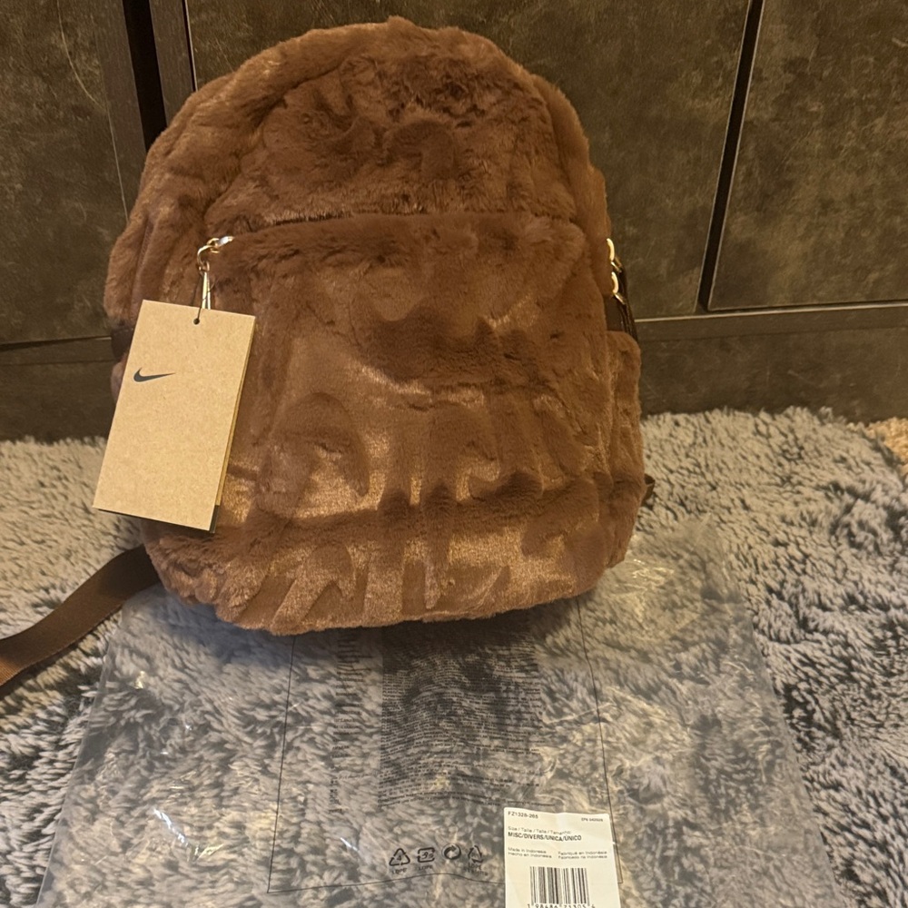 Nike Brown Faux-Fur Mini Backpack